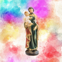 Load image into Gallery viewer, Saint Joseph with Baby Jesus Figurine – 20cm Resin Statue – Handpainted Religious Home Decor