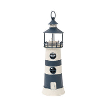 Load image into Gallery viewer, Lighthouse Tealight Holder – Nautical Metal Candle Lantern 24 cm
