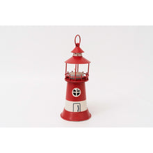 Load image into Gallery viewer, Set of 2 Lighthouse Tealight Holders – Nautical Metal Candle Lanterns