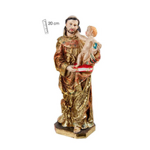 Load image into Gallery viewer, Golden Saint Anthony with Baby Jesus Figurine – 20cm | Hand-Painted Resin Catholic Statue for Home Decor