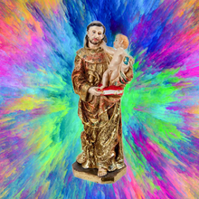 Load image into Gallery viewer, Golden Saint Anthony with Baby Jesus Figurine – 20cm | Hand-Painted Resin Catholic Statue for Home Decor