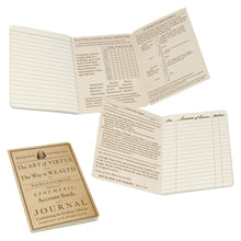 Load image into Gallery viewer, Set of 4 Benjamin Franklin’s Account Book Notebooks | Pocket Journals Inspired by Poor Richard’s Wisdom