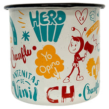 Load image into Gallery viewer, El Chapulín Colorado White Enamel Coffee Mug – Official Mexican Product – 360ml