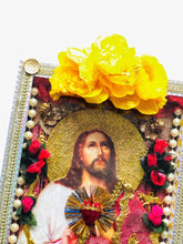 Load image into Gallery viewer, Handmade Mexican Wooden Shrine – Sacred Heart of Jesus Folk Art Wall Decor 28cm