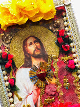 Load image into Gallery viewer, Handmade Mexican Wooden Shrine – Sacred Heart of Jesus Folk Art Wall Decor 28cm