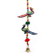 Load image into Gallery viewer, Colourful garland with 2 peacocks hanging decor