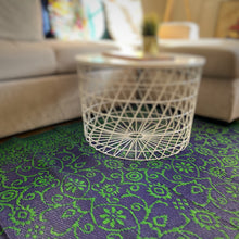 Load image into Gallery viewer, Green & Blue Purple Indian Polycarpet – Reversible Plastic Floor Mat – 185x122cm – Indoor/Outdoor Rug