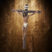 Load image into Gallery viewer, Wall Cross with Jesus – 22cm Handpainted Resin Crucifix – Catholic Wall Decor