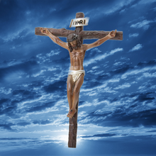 Load image into Gallery viewer, Wall Cross with Jesus – 22cm Handpainted Resin Crucifix – Catholic Wall Decor