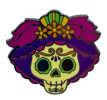 Load image into Gallery viewer, Mexican Catrina Metal Pin Badge – Día de Muertos Icon | Official By Mexico Collectible