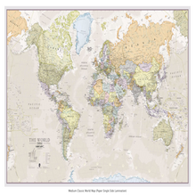Load image into Gallery viewer, Medium Classic World Map Paper Single Side Lamination 84.1cm (w) x 59.4cm (h)