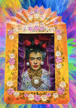 Load image into Gallery viewer, Handmade Mexican Tin Shrine – Frida Kahlo Portrait Folk Art Wall Decor