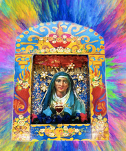 Load image into Gallery viewer, Handcrafted Mexican Tin Shrine – Our Lady of Sorrows Ex Voto Wall Art – 26.5cm