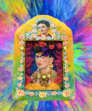 Load image into Gallery viewer, Handmade Mexican Frida Kahlo Shrine – Vibrant Folk Art Wall Decor with Glass Front