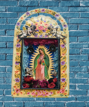 Load image into Gallery viewer, Handcrafted Mexican Tin Shrine – Our Lady of Guadalupe Wall Altar Folk Art