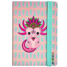 Load image into Gallery viewer, Mexican Pink Yul Axolotl Notebook – Imported from Mexico – 21 x 14 cm