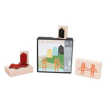 Load image into Gallery viewer, San Francisco City Stamp Set – Golden Gate & Victorian House Rubber Stamps