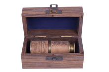 Load image into Gallery viewer, Mini Brass & Leather Telescope with Wooden Box – 12cm