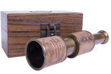 Load image into Gallery viewer, Mini Brass & Leather Telescope with Wooden Box – 12cm