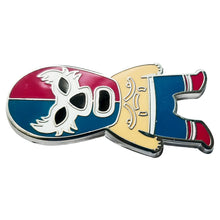 Load image into Gallery viewer, Mexican Wrestler Metal Pin Badge – Lucha Libre Mask Design | Official Enamel Badge