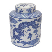 Load image into Gallery viewer, Porcelain Dragon Tea Caddy – Blue & White Storage Jar | 2.9L with Airtight Seal