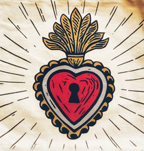 Load image into Gallery viewer, Mexican Ex-Voto Heart Tote Bag – 100% Cotton – Wajiro Dream MexiPop Art Design