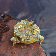 Load image into Gallery viewer, Explorer Sundial & Compass in Brass – Maritime Navigation Replica | Fair Trade Gift