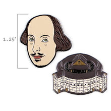 Load image into Gallery viewer, William Shakespeare & The Globe Enamel Pin Set – The Unemployed Philosophers Guild
