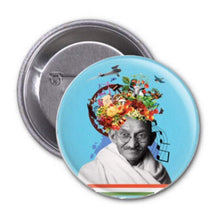 Load image into Gallery viewer, Mahatma Gandhi Pin Badge Set of 4 – Hidden Object Design – 56mm Glossy