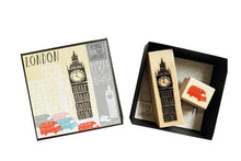 Load image into Gallery viewer, London Stamp Set – Big Ben & Double-Decker Bus Rubber Stamps in Gift Box