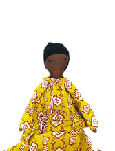 Load image into Gallery viewer, African Lady Rag Doll in Yellow Dress – Handmade 47cm Fair Trade Decor