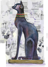 Load image into Gallery viewer, Set of 4 Bastet Egyptian Goddess Fridge Magnets – Round Art Print