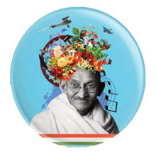 Load image into Gallery viewer, Set of 4 Gandhi Lifestyle Round Fridge Magnets – 13 Hidden Objects – 56mm Glossy Art