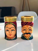 Load image into Gallery viewer, Traditional Jaipur Couple Wooden Pen Holder – Hand-Painted, Handmade in India