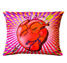 Load image into Gallery viewer, Mexican Heart with Arrow Cushion Cover 35 x 35 cm – MexiPop Art by Wajiro Dream – Handmade in Mexico