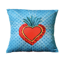 Load image into Gallery viewer, Mexican Ex-Voto Heart Cushion Cover 35 x 35 cm – MexiPop Art by Wajiro Dream – Handmade in Mexico