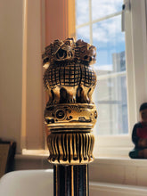 Load image into Gallery viewer, Handmade Wooden Ashoka Pillar – National Symbol of India (30cm)