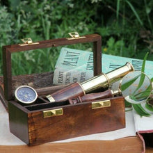Load image into Gallery viewer, Nautical Box with Mini Telescope, Compass & Magnifying Glass – Fair Trade