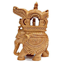 Load image into Gallery viewer, Hand-Carved Wooden Elephant – 14cm Ambabari Design