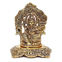 Load image into Gallery viewer, Golden Lord Ganesha Metal Ornament – 13cm Hindu Home Decor