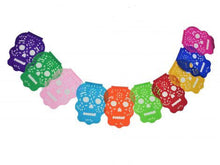 Load image into Gallery viewer, Mexican Papel Picado "Skulls" Garland – Handmade Plastic Banner (3m)