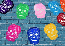 Load image into Gallery viewer, Mexican Papel Picado "Skulls" Garland – Handmade Plastic Banner (3m)