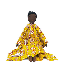 Load image into Gallery viewer, African Lady Rag Doll in Yellow Dress – Handmade 47cm Fair Trade Decor