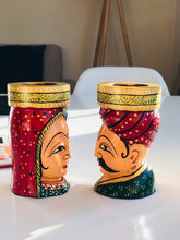 Load image into Gallery viewer, Traditional Jaipur Couple Wooden Pen Holder – Hand-Painted, Handmade in India