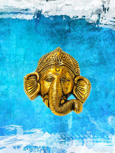 Load image into Gallery viewer, Ganesh Head Golden Metal Wall Hanging – 13cm Hindu Decor