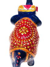 Load image into Gallery viewer, Blue Meenakari Elephant Figurine – Trunk Up Metal Statue (20cm)