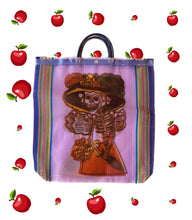 Load image into Gallery viewer, Mexican Catrina Mesh Bag – Handmade Market/Beach Tote (48x45cm)