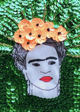 Load image into Gallery viewer, Frida Kahlo Radiant Green Sewing Patch 15cm – Mexican Handmade Textile