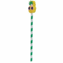 Load image into Gallery viewer, Set of 4 Tropical Fun Pencils with Eraser Toppers – Cactus, Pineapple, Flamingo
