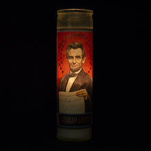 Load image into Gallery viewer, Lincoln Secular Saint Candle – The Unemployed Philosophers Guild Glass Votive